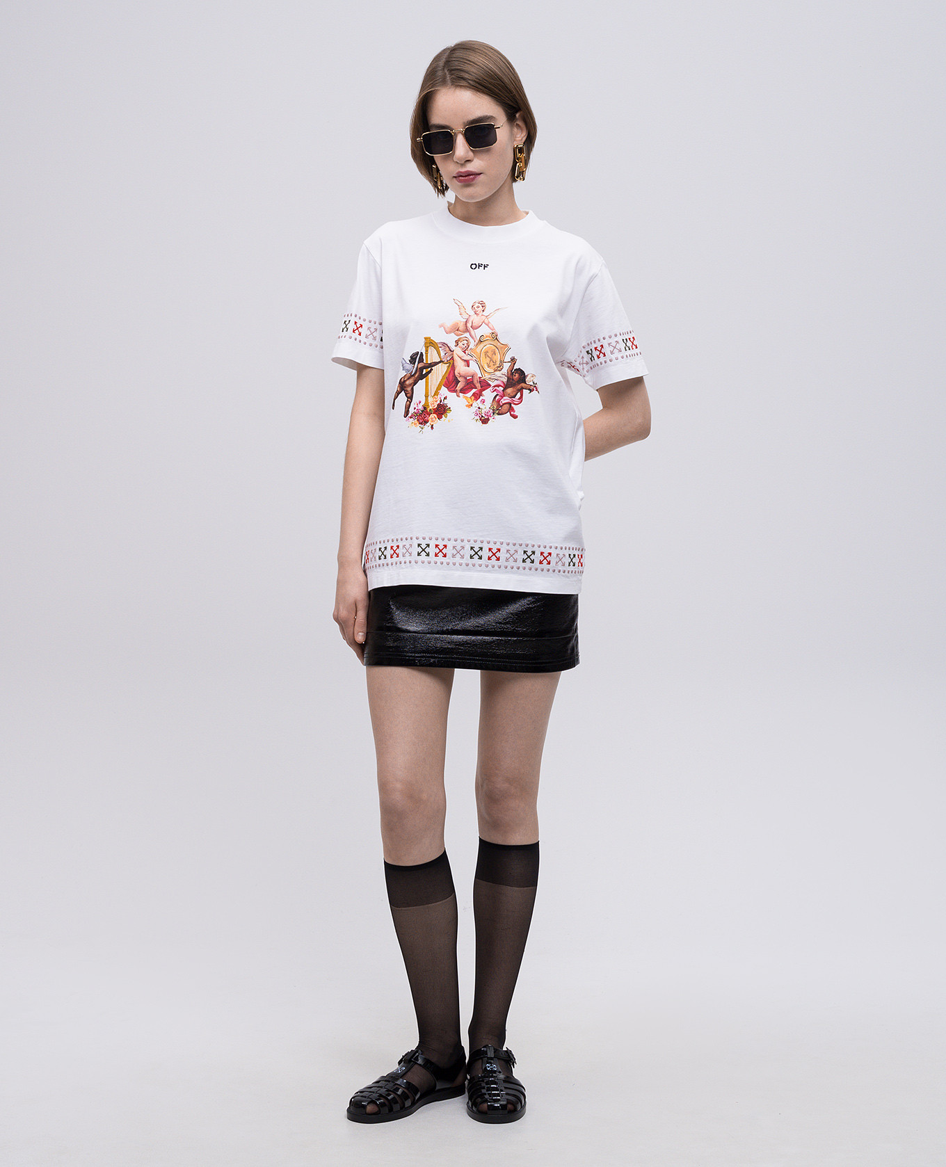 White T-shirt with embroidered emblem Off-White 2