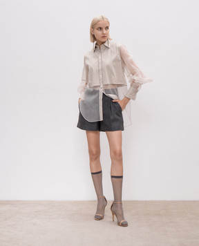 Brunello Cucinelli Beige silk blouse with monil chain M0091MQ406