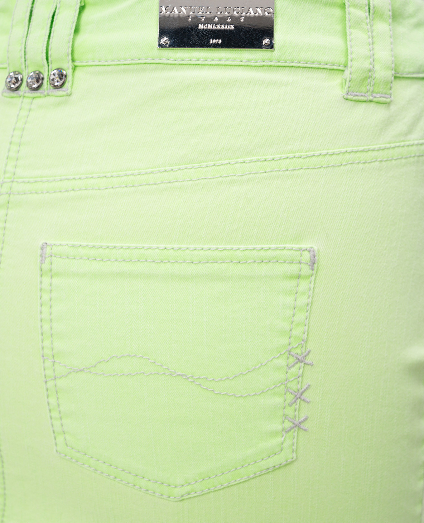 Green denim skirt with logo Manuel Luciano 4