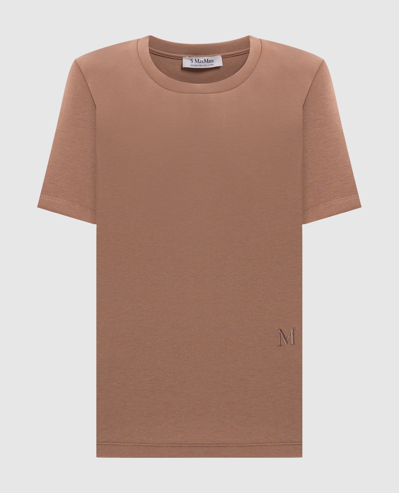 Beige TUBO T-shirt with embroidered monogram logo Max Mara