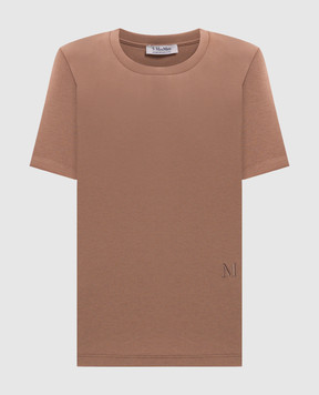Max Mara Beige TUBO T-shirt with embroidered monogram logo TUBO