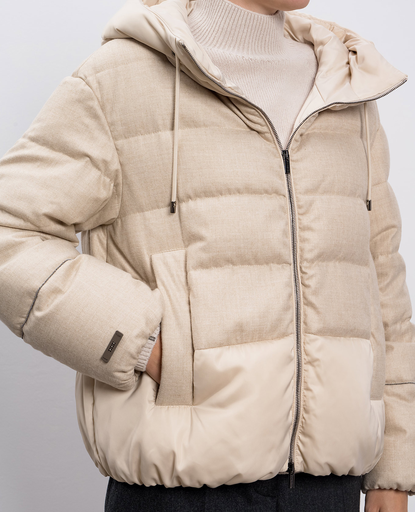 

Beige down jacket with monil chain Peserico