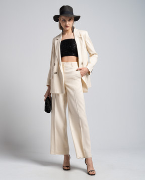 Peserico Beige flared pants with linen and lurex P0433501710
