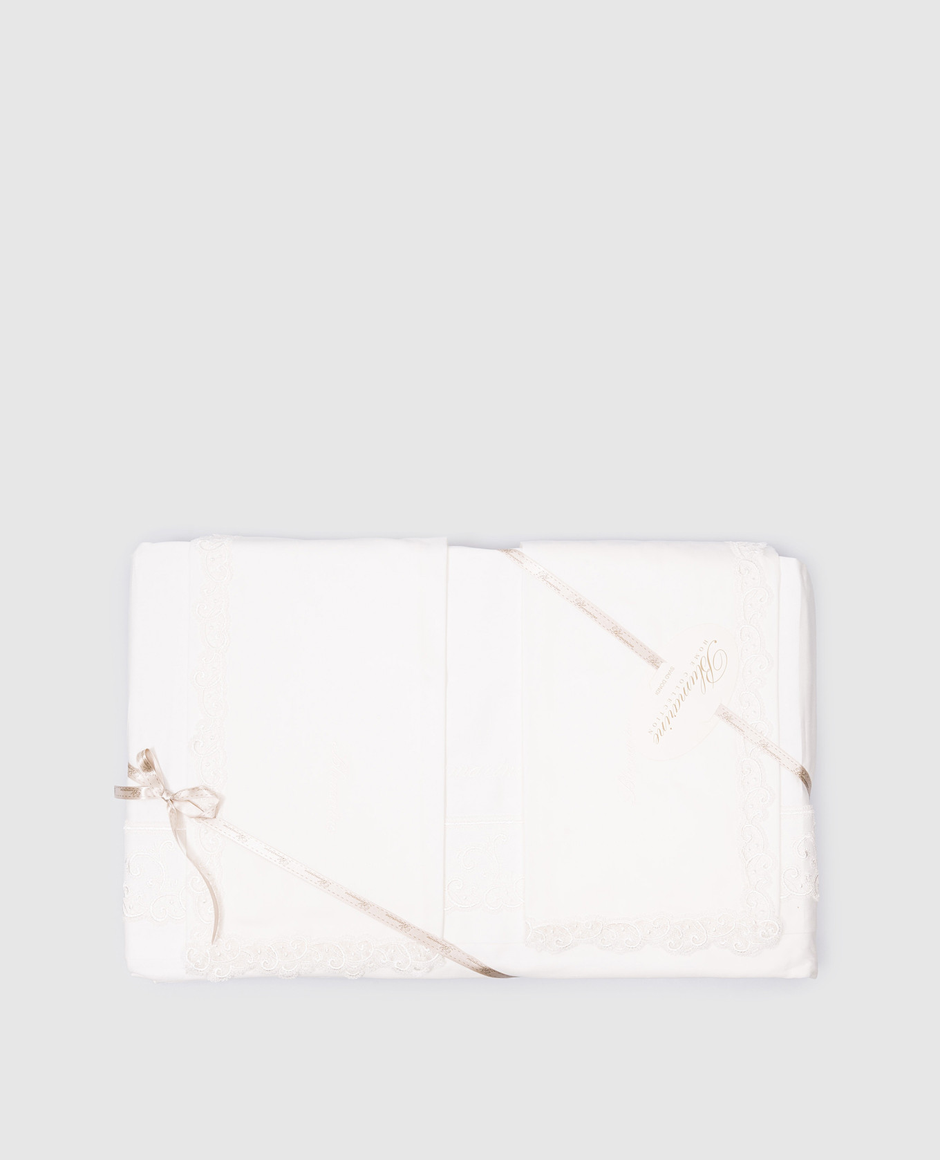 

White bedding set with logo embroidery with lace Blumarine