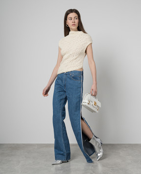 Gauchere Blue jeans with linen with zippers P12433020562