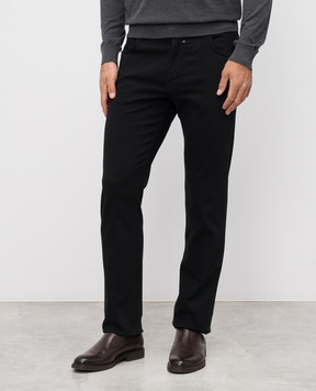 Stefano Ricci Black jeans with embroidered monogram logo MFT53B0220RT42PT