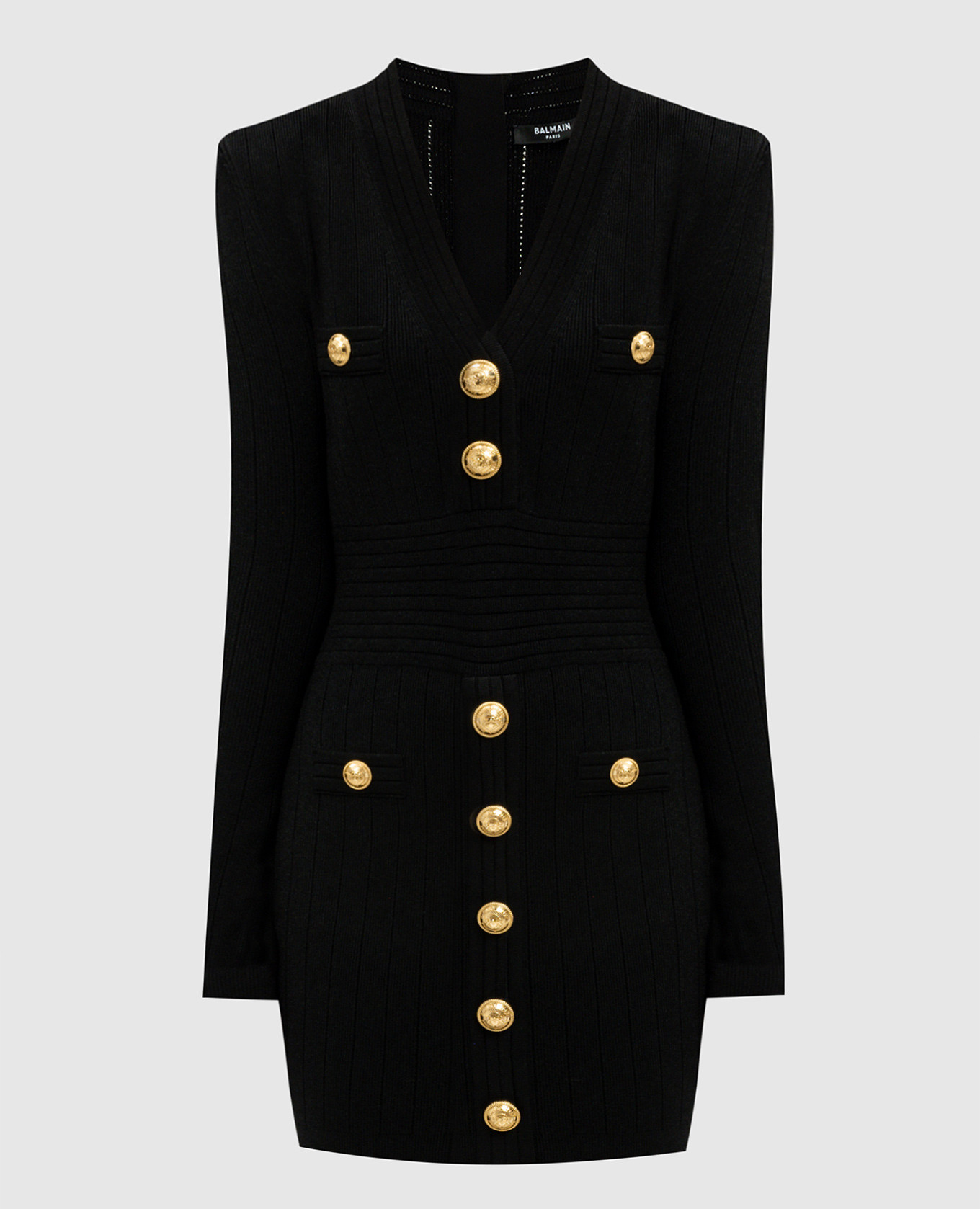 

Black mini dress with textured pattern Balmain, Черный