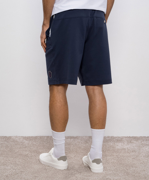 Brunello Cucinelli - Blue shorts with logo emblem ML8243390T