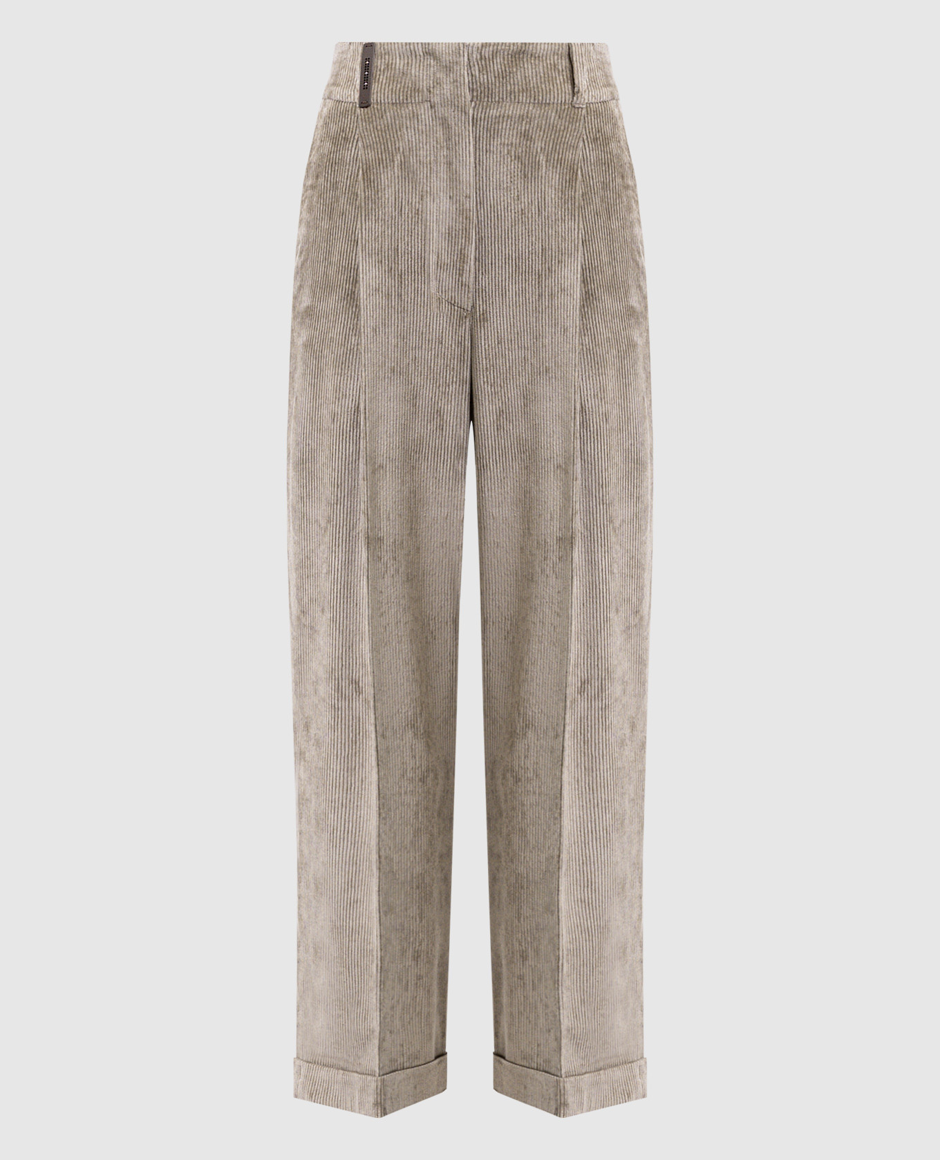 

Green corduroy pants with brand patch Peserico