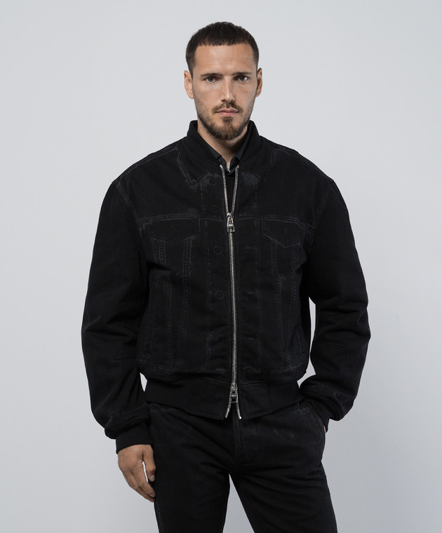 Alexander McQueen - Black denim bomber jacket 787438QTABK - shop