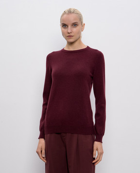 Brunello Cucinelli Burgundy cashmere jumper with monil chain M12144400P