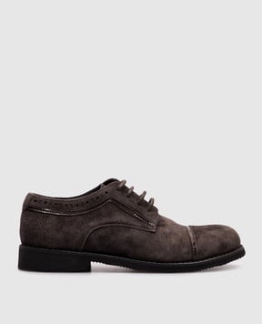 Stefano Ricci Kids Dark Brown Suede Derbies YRU514G824SDVTV