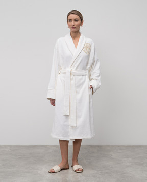 Versace Medusa Gala white terry robe with linen ZACJ000201A11941