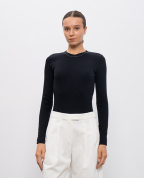 Brunello Cucinelli Black longsleeve with monil chain M0TC8BJ300