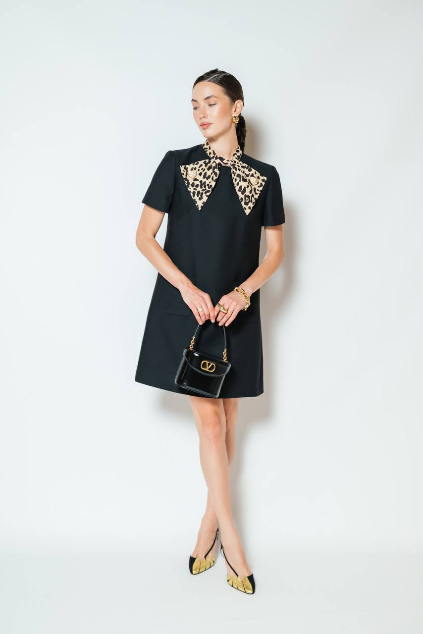 Black wool and silk mini dress Valentino 6