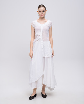 Marc Le Bihan White asymmetrical blouse with a frame 2607