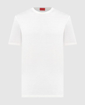 ISAIA Beige silk t-shirt with logo emblem embroidery MCI154JP001