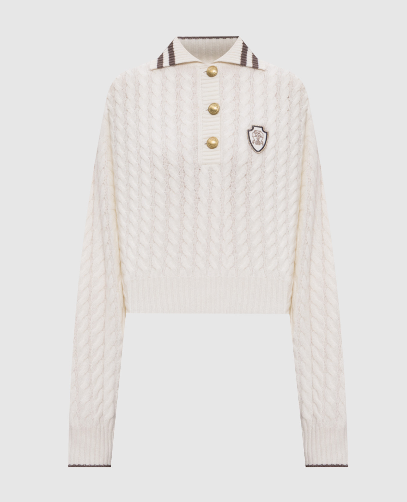 

White cashmere sweater with emblem Brunello Cucinelli