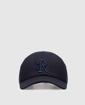 Stefano Ricci Blue wool cap with embroidered monogram logo MCV530006FW610