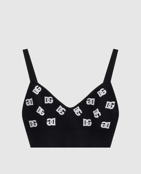 Dolce&Gabbana Black top with logo pattern FXT05TJAIK3
