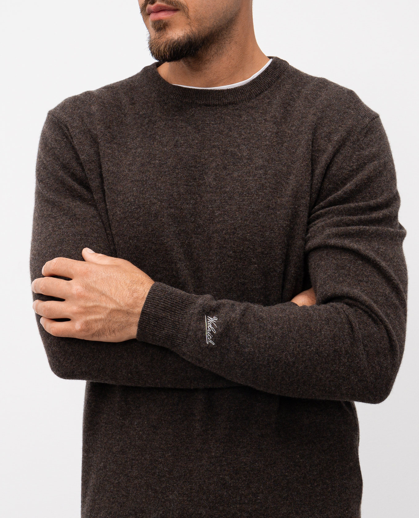 

Brown wool jumper with logo embroidery Woolrich