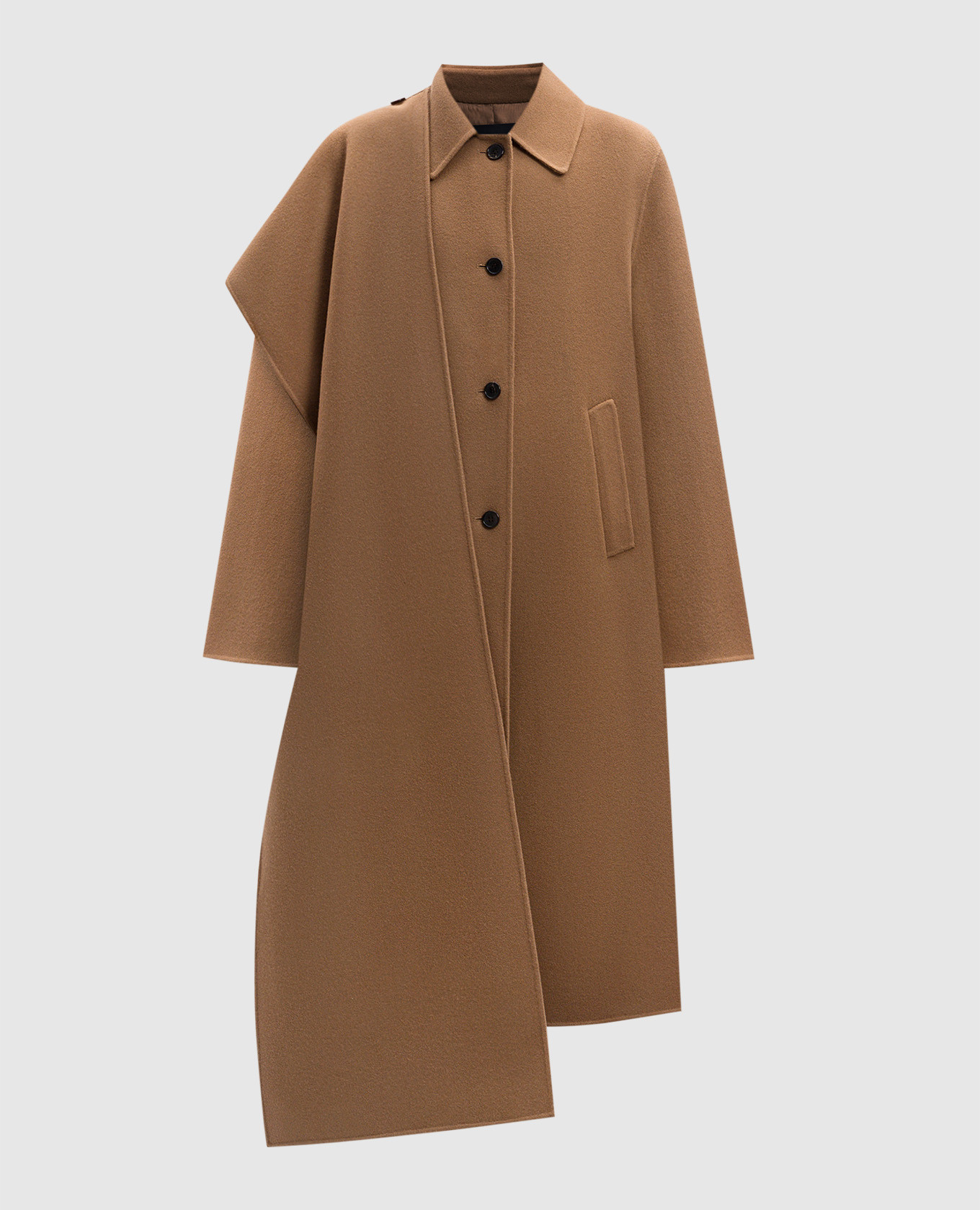

Brown coat made of wool with a scarf Juun.j, Коричневый