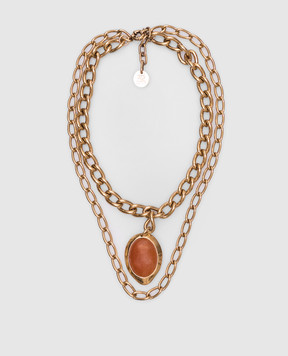 Ermanno Scervino Gold-tone double chain with cabochon D463X702ZYI