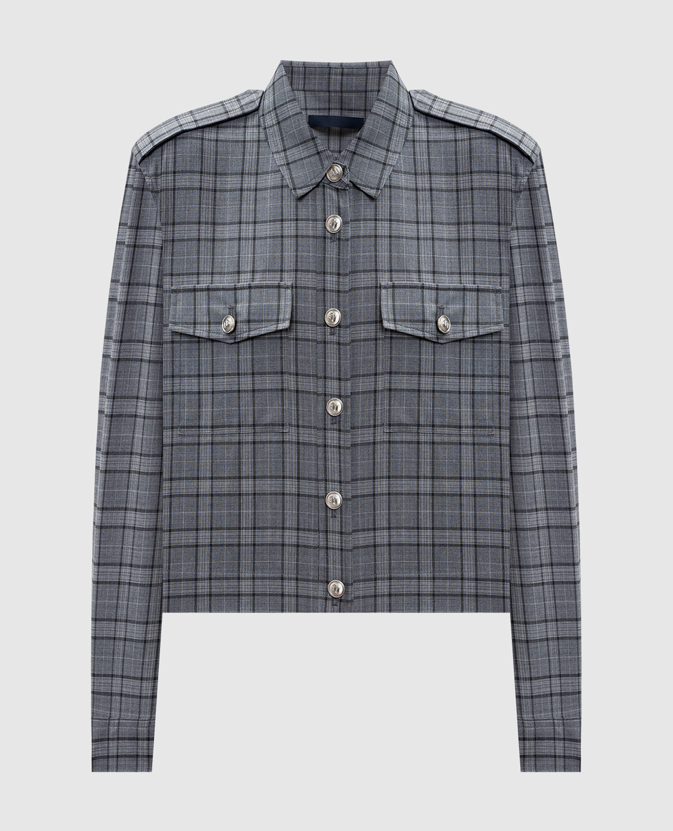 Gray wool check shirt Juun.j