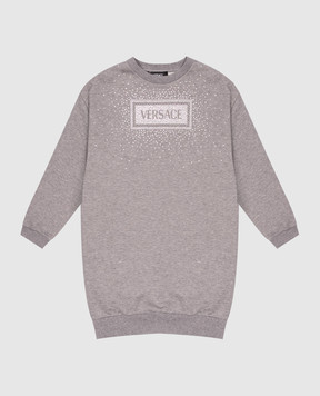 Versace Children's gray melange sweatshirt with crystals 10003261A11465