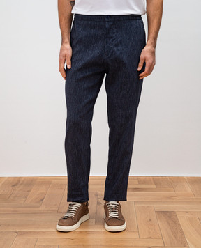 Marco Pescarolo Blue cashmere and linen pants CHIAIAM5146