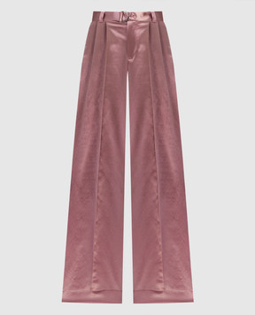 Jacob Lee Pink wool and silk flared pants with snaps WWP056SS24PP