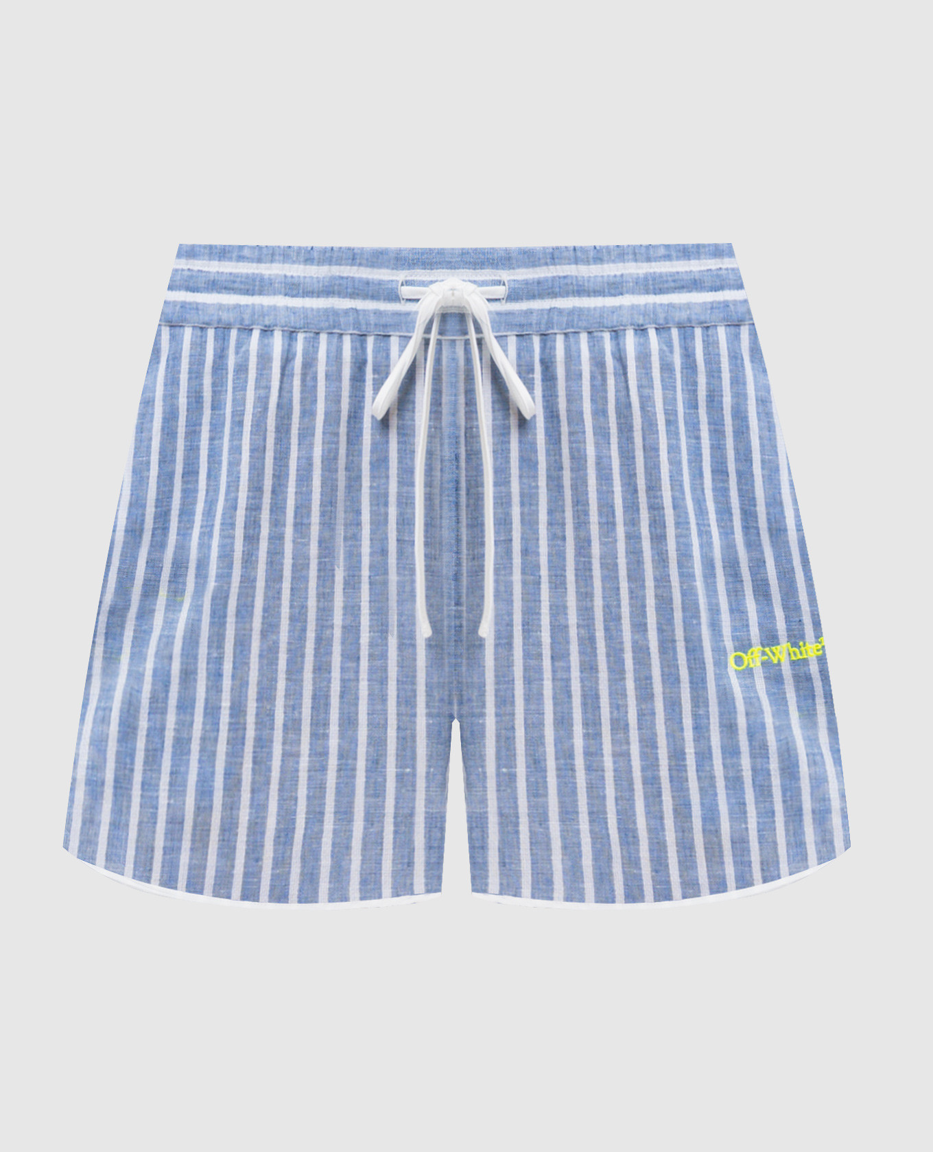 Blue linen shorts with striped logo Off-White