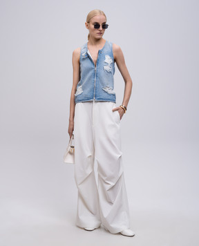 Maison Margiela MM6 Blue denim vest with holes S62FB0072M30018