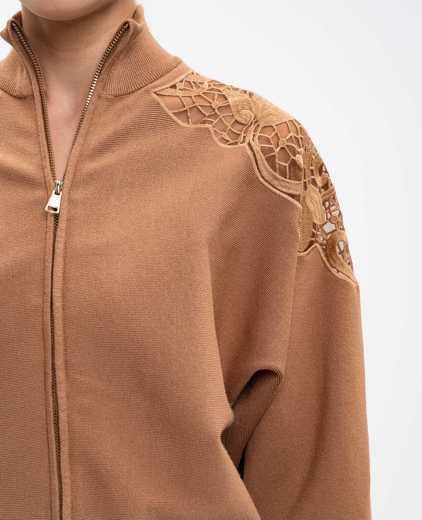 Brown sports jacket with embroidery Twinset 5