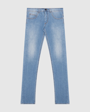 Fendi Children's blue jeans with a patch JFF1201012