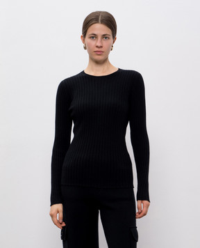 Allude Black ribbed cashmere jumper 25511142