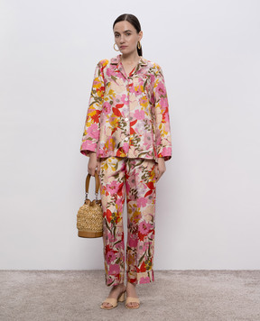 Max Mara LEDA silk trousers in floral print LEDA