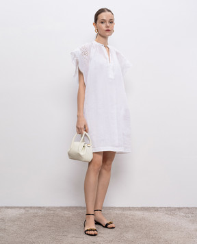 Max Mara ASTOR white dress with embroidered sash ASTOR