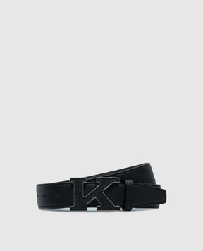 Kiton Black leather strap with logo USC20PN01098