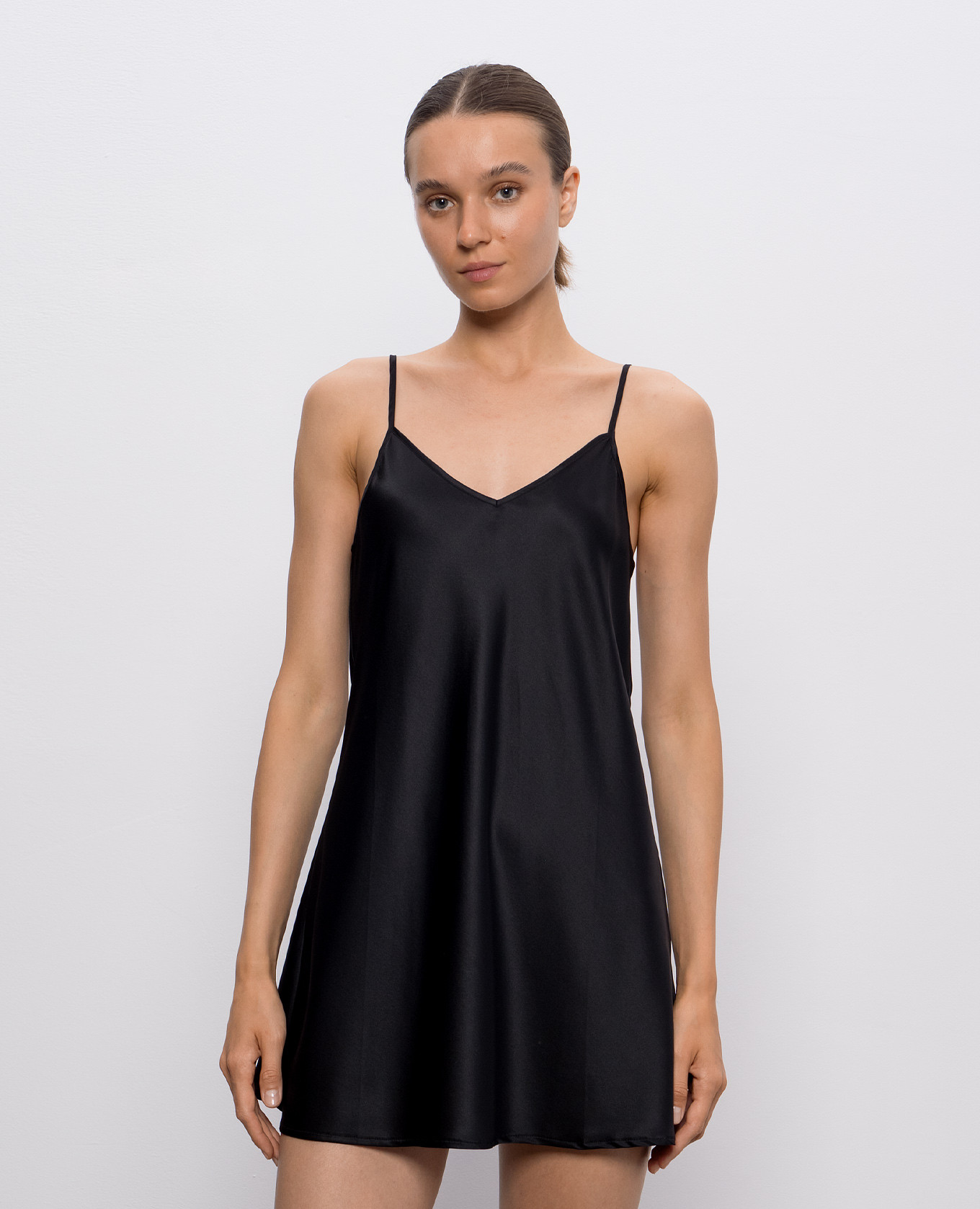 

Black silk pajama dress Dore & Rose