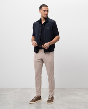 Dolce&Gabbana Blue silk polo shirt with logo embroidery GXZ09ZJBSK3