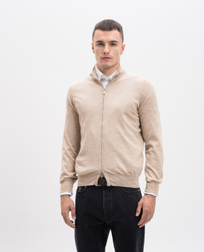 Brunello Cucinelli Beige wool and cashmere cardigan M2400106