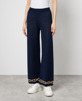 Twinset Blue logo lurex pants 241TP3521