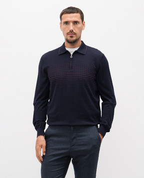 Stefano Ricci Blue polo shirt made of wool, silk and cashmere KE08016P30E25372