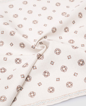 Brunello Cucinelli Beige silk pachet scarf with geometric print MR8900091