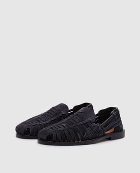 Brunello Cucinelli Blue suede loafers with weaving MPUCOBM313