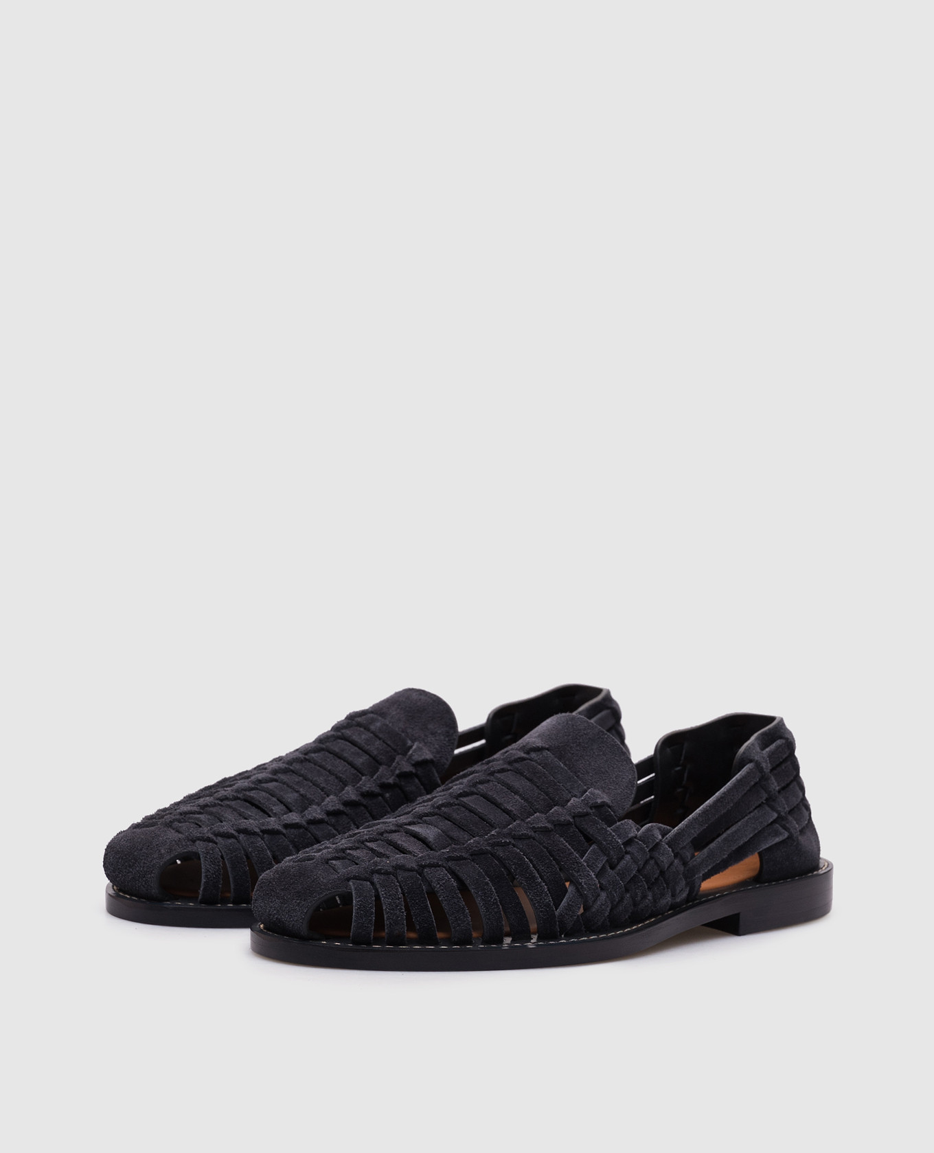 Blue suede loafers with weaving Brunello Cucinelli 2