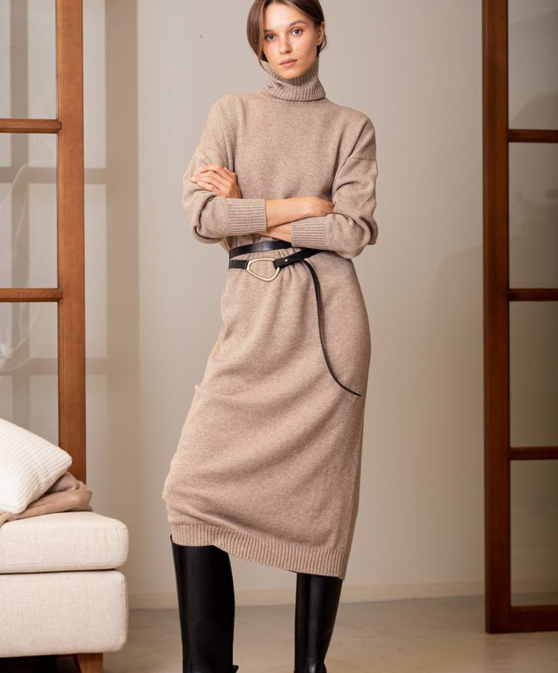 Brunello Cucinelli - Beige cashmere dress with monil chain M12723A93 - shop with European delivery at Symbol Brunello Cucinelli - Beige cashmere dress with monil chain M12723A93 - shop with European delivery at Symbol