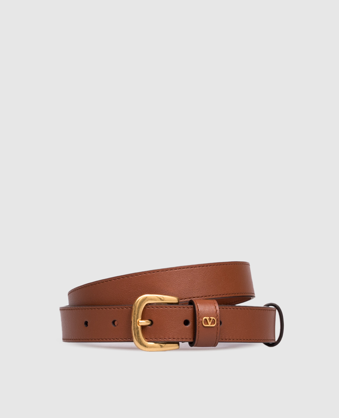 Brown leather belt with emblem