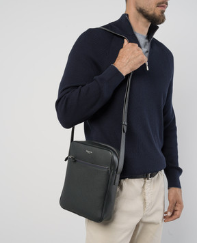 Serapian Blue leather bag with logo print SRCCHMML679919Y021
